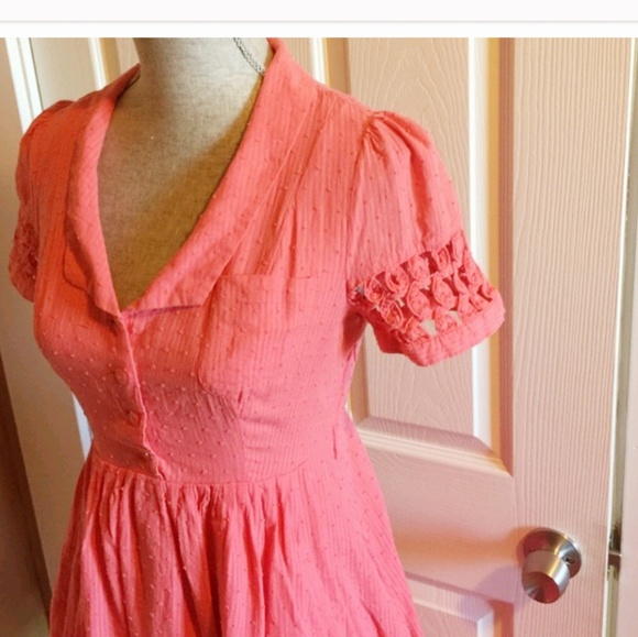 Anthro Maeve Tiny Windows Coral Dress - Picture 3 of 8